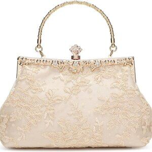 1920s Vintage Purse Embroidery Lace Floral Clutch Purse for Women Formal Evening